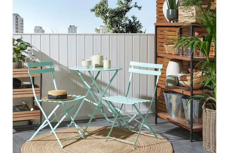 Alatri Balkongset 60 cm + 2 Utestolar - Mintgrön - Utemöbler - Utegrupp - Caféset
