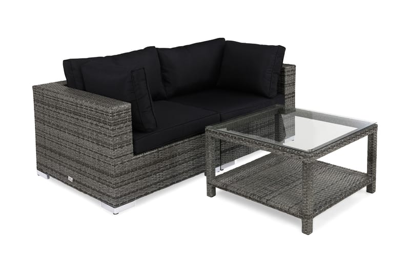 BAHAMAS Loungesoffa 2-sits + Bord 75 Grå - Utemöbler - Utegrupp - Caféset