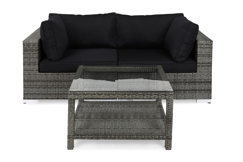 BAHAMAS Loungesoffa 2-sits + Bord 75 Grå - Utemöbler - Utegrupp - Caféset