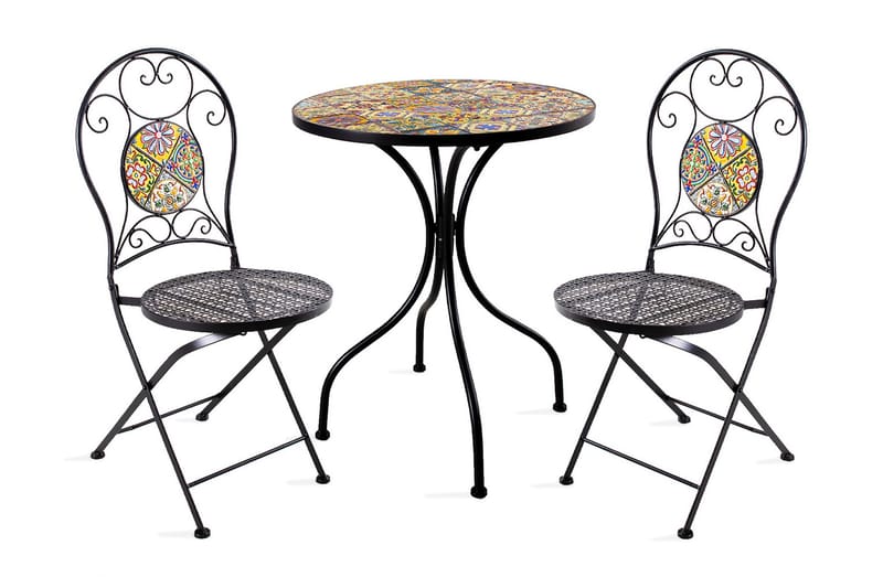 Balkong Set Morocco Bord Och 2 Stolar Mosaik - Balkonggrupper - Caféset