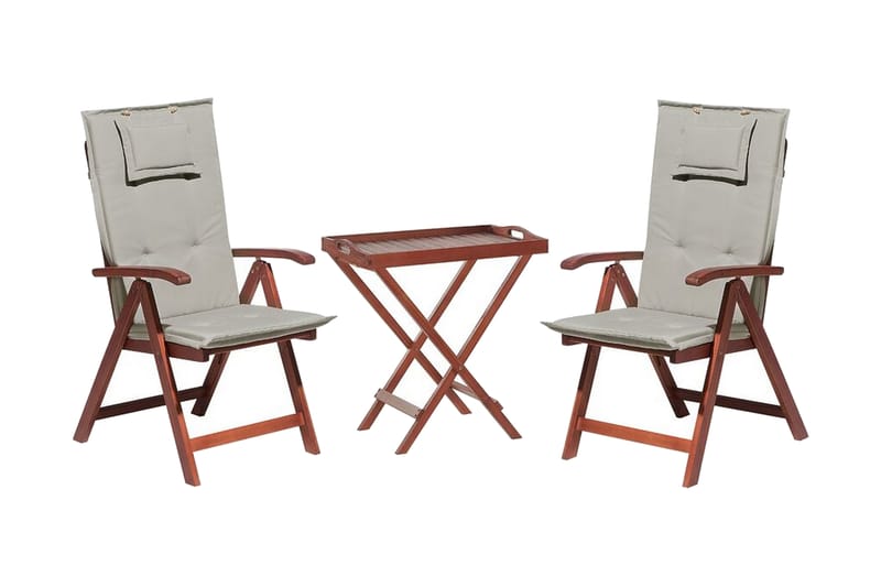 Balkongset av bord och 2 stolar med dynor TOSCANA - Trä/natur - Caféset - Balkonggrupper