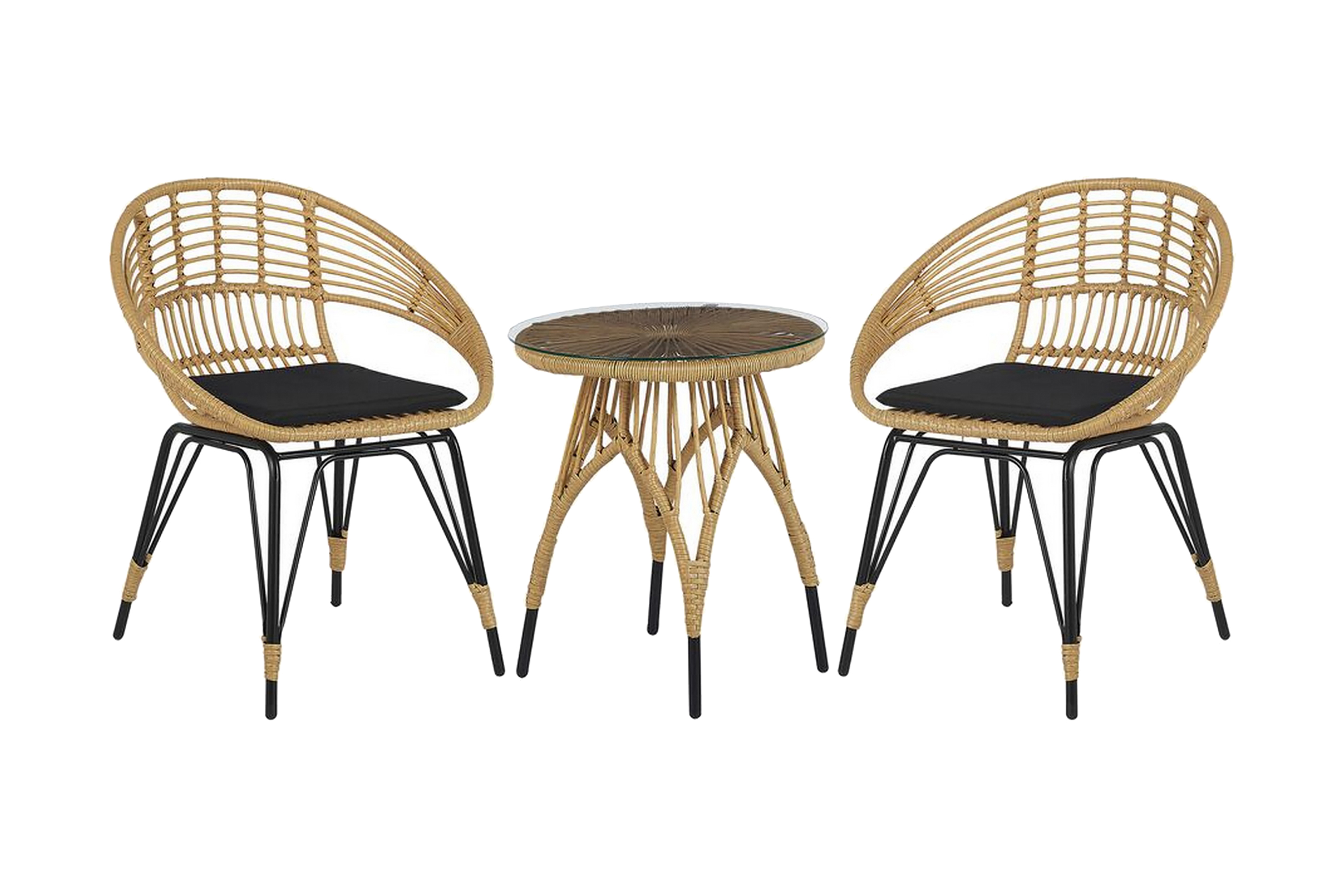 Balkongset av bord och 2 stolar rotting PELLARO – Trä/natur
