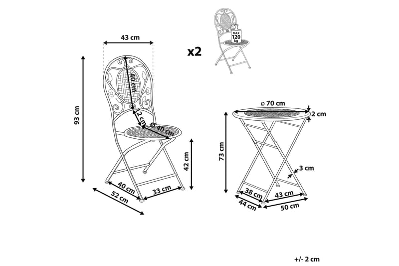 Balkongset av Utebord och 2 Utestolar ljusgrön BIVIO - Grön - Utemöbler - Utegrupp - Caféset