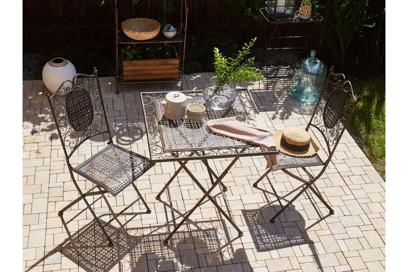 Balkongset av Utebord och 2 Utestolar svart BORMIO - Svart - Utemöbler - Utegrupp - Caféset