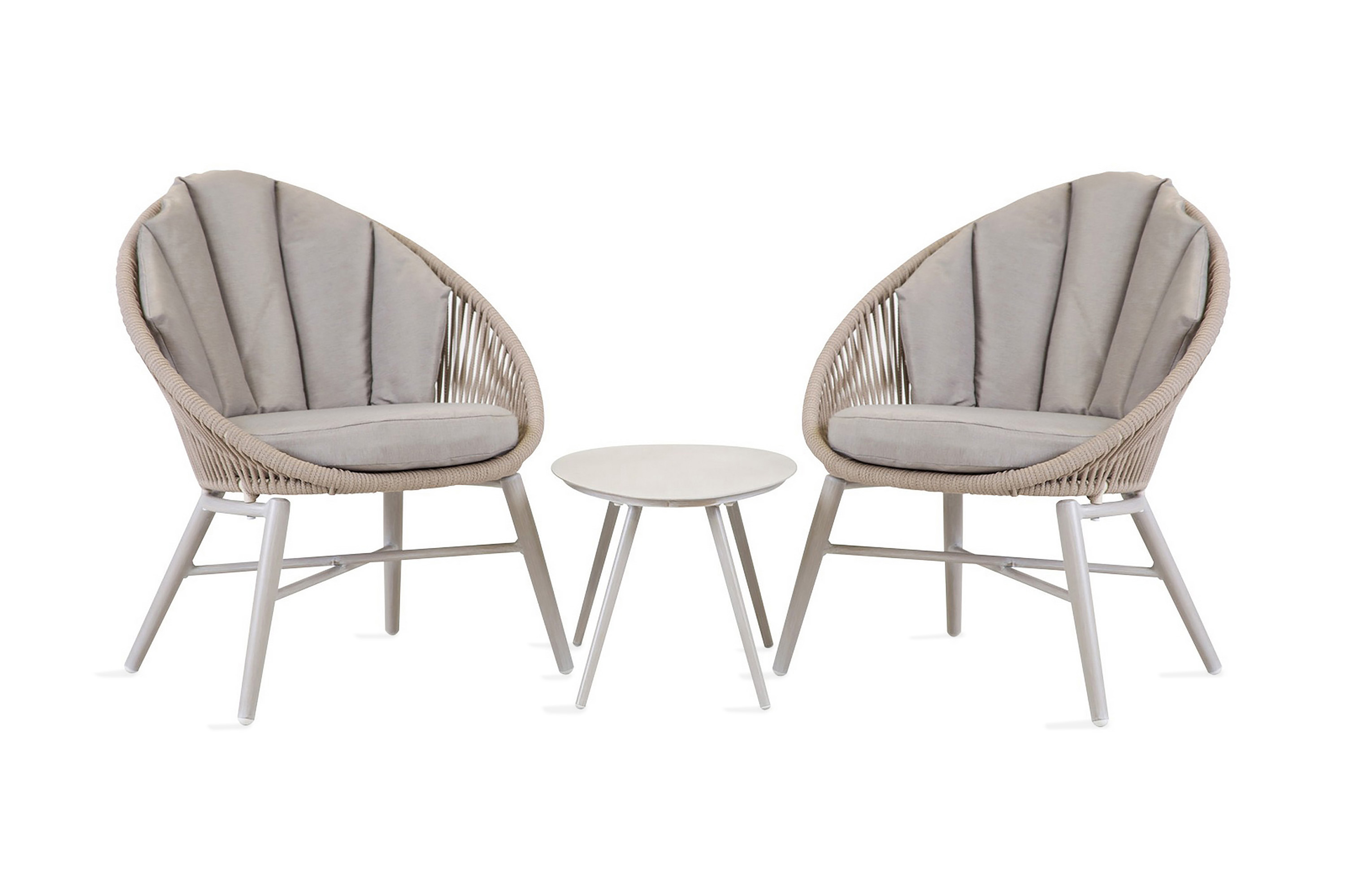 Balkongset SHELLY bord och 2 stolar grå/beige –