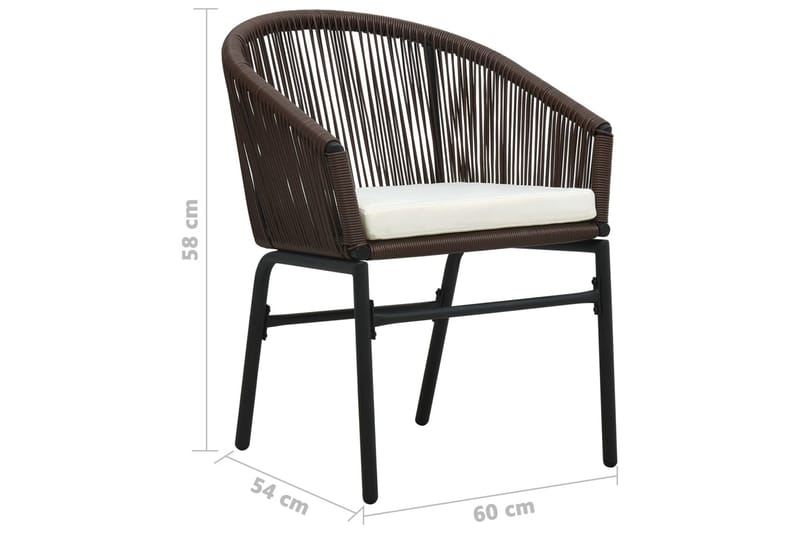 Bistrogrupp 3 delar med dynor PVC-rotting brun - Brun - Caféset - Balkonggrupper