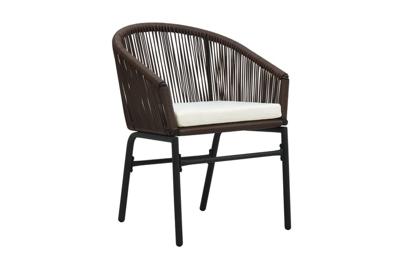 Bistrogrupp 3 delar med dynor PVC-rotting brun - Brun - Utemöbler - Utegrupp - Caféset