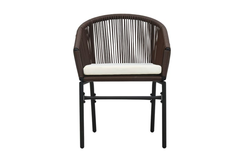 Bistrogrupp 3 delar med dynor PVC-rotting brun - Brun - Utemöbler - Utegrupp - Caféset