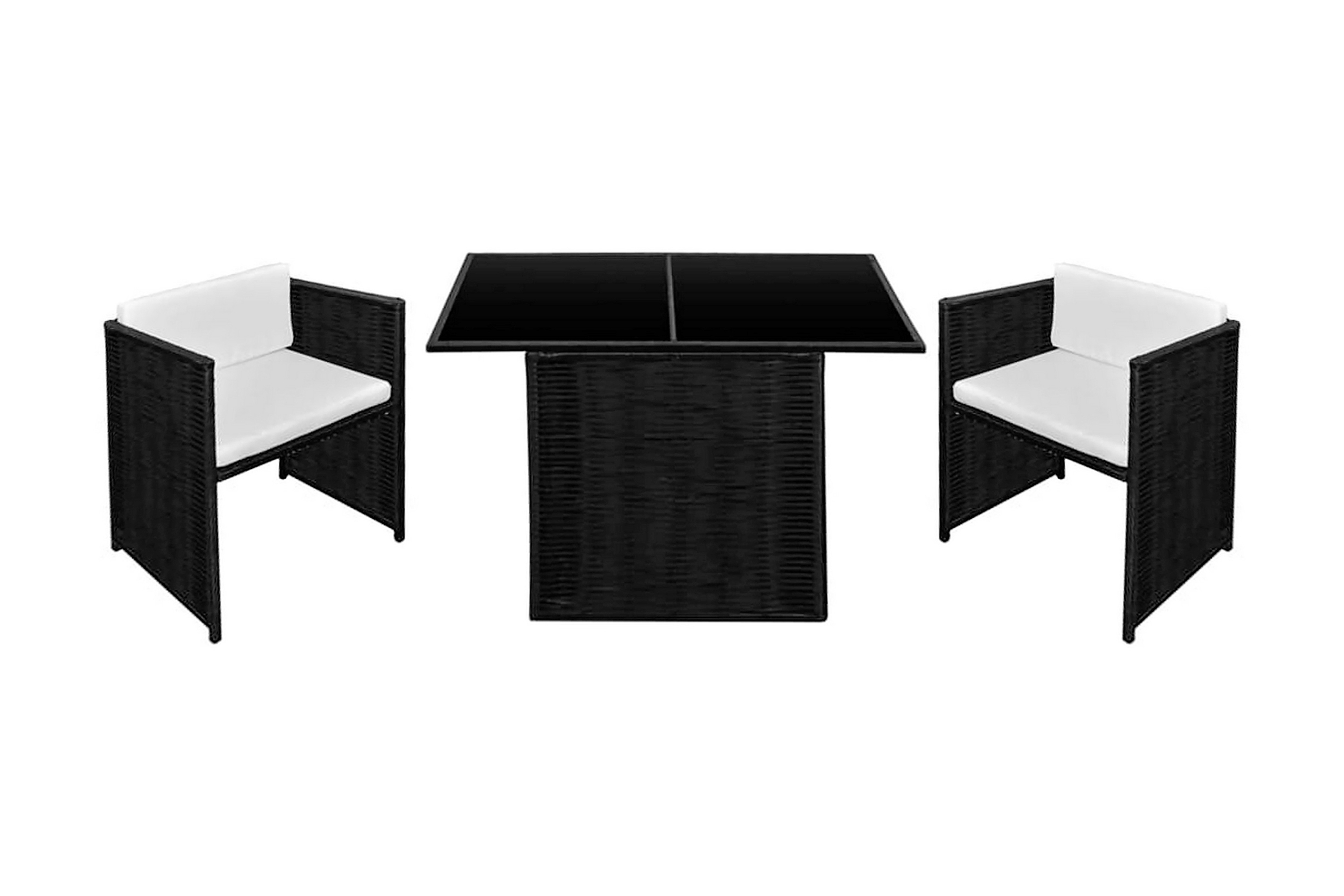 Bistrogrupp med dynor 3 delar konstrotting svart – Svart