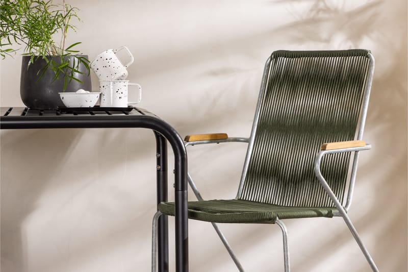 Borneo Caféset 70 cm + 2 st Bois Karmstolar Grön/Svart - Grön/Svart - Utemöbler - Balkong - Balkongmöbler - Balkonggrupper