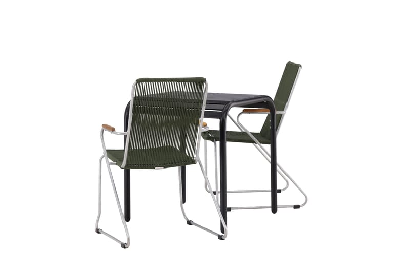 Borneo Caféset 70 cm + 2 st Bois Karmstolar Grön/Svart - Grön/Svart - Utemöbler - Balkong - Balkongmöbler - Balkonggrupper
