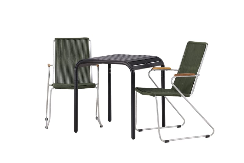 Borneo Caféset 70 cm + 2 st Bois Karmstolar Grön/Svart - Grön/Svart - Utemöbler - Balkong - Balkongmöbler - Balkonggrupper