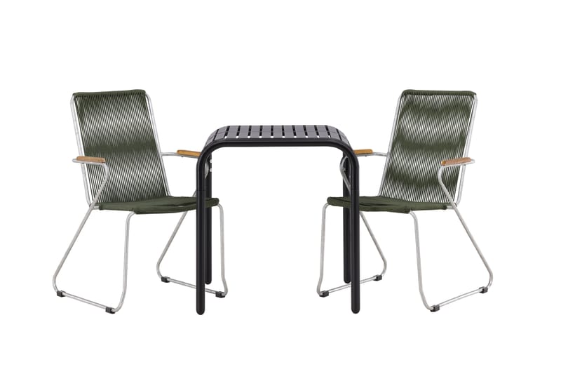 Borneo Caféset 70 cm + 2 st Bois Karmstolar - Grön/Svart - Utemöbler - Utegrupp - Caféset