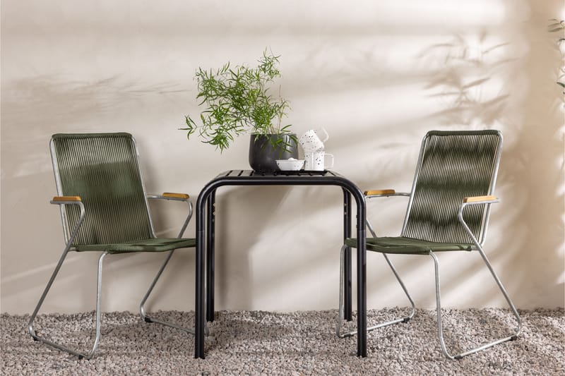 Borneo Caféset 70 cm + 2 st Bois Karmstolar - Grön/Svart - Utemöbler - Utegrupp - Caféset