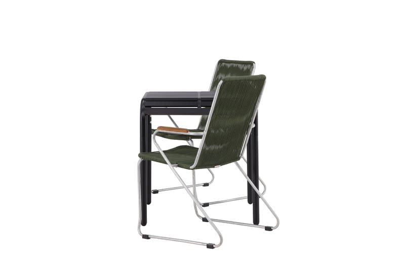 Borneo Caféset 70 cm + 2 st Bois Karmstolar - Grön/Svart - Utemöbler - Utegrupp - Caféset