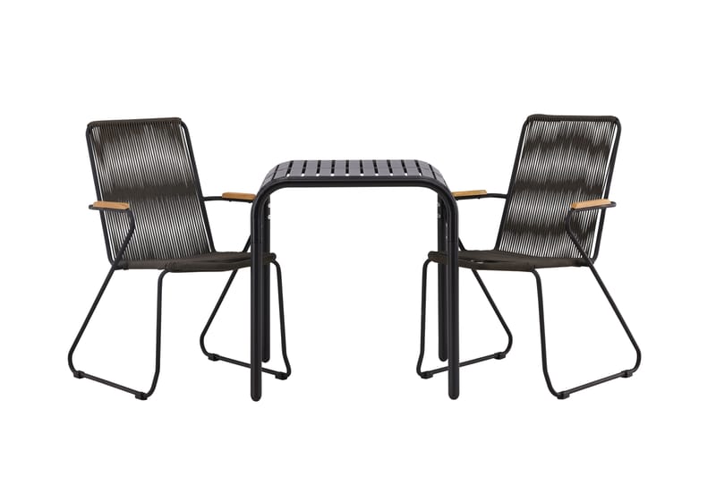 Borneo Caféset 70 cm + 2 st Bois Karmstolar - Svart - Utemöbler - Utegrupp - Caféset