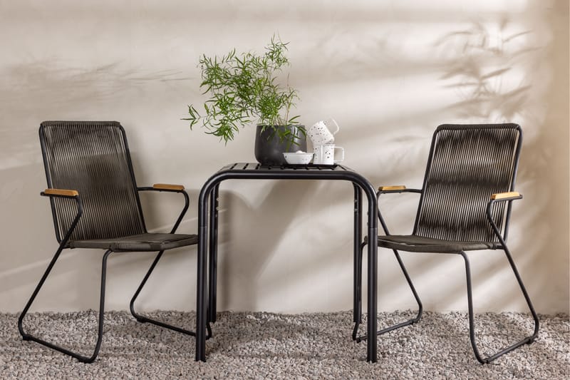 Borneo Caféset 70 cm + 2 st Bois Karmstolar - Svart - Utemöbler - Utegrupp - Caféset