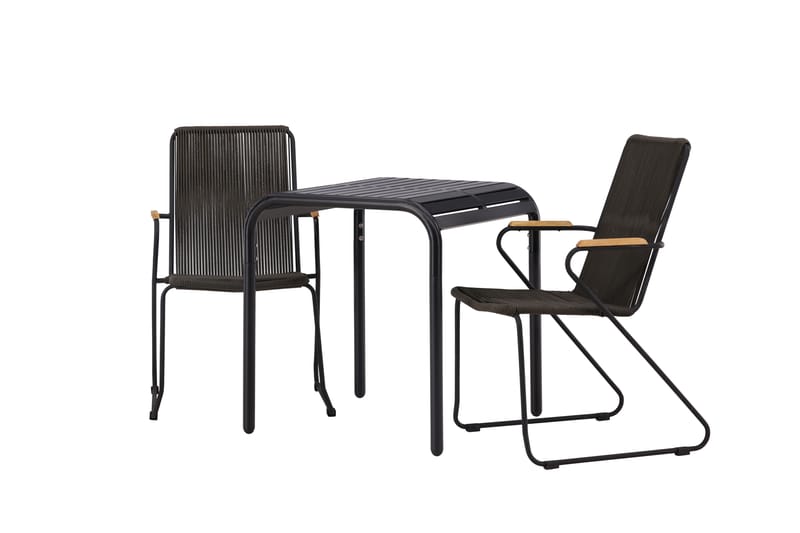 Borneo Caféset 70 cm + 2 st Bois Karmstolar - Svart - Utemöbler - Utegrupp - Caféset