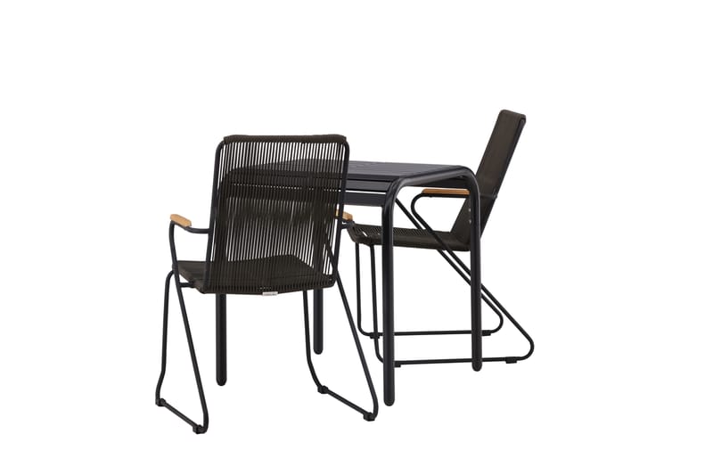 Borneo Caféset 70 cm + 2 st Bois Karmstolar - Svart - Utemöbler - Utegrupp - Caféset