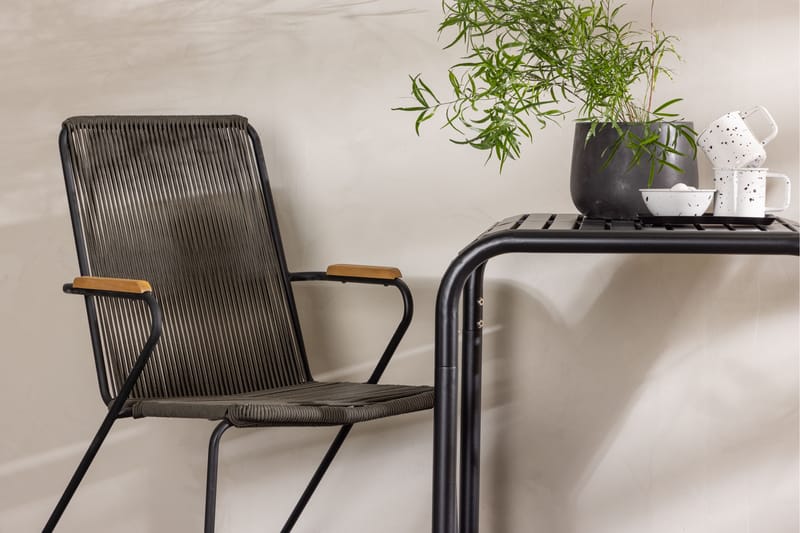 Borneo Caféset 70 cm + 2 st Bois Karmstolar - Svart - Utemöbler - Utegrupp - Caféset