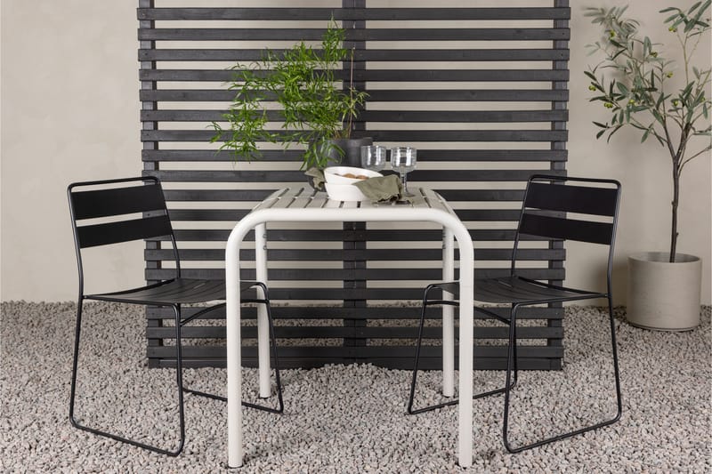 Borneo Caféset 70 cm + 2 st Lina Matstolar - Svart/Beige - Utemöbler - Utegrupp - Caféset