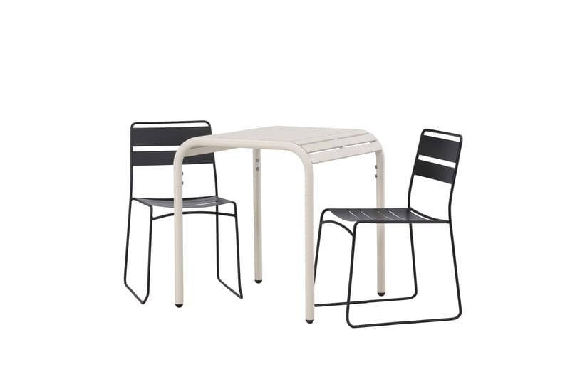 Borneo Caféset 70 cm + 2 st Lina Matstolar - Svart/Beige - Utemöbler - Utegrupp - Caféset