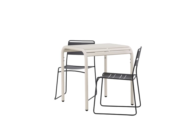 Borneo Caféset 70 cm + 2 st Lina Matstolar - Svart/Beige - Utemöbler - Utegrupp - Caféset