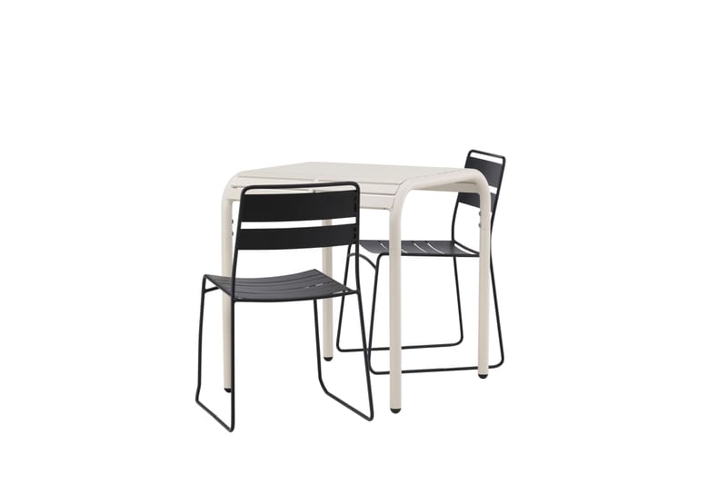 Borneo Caféset 70 cm + 2 st Lina Matstolar - Svart/Beige - Utemöbler - Utegrupp - Caféset