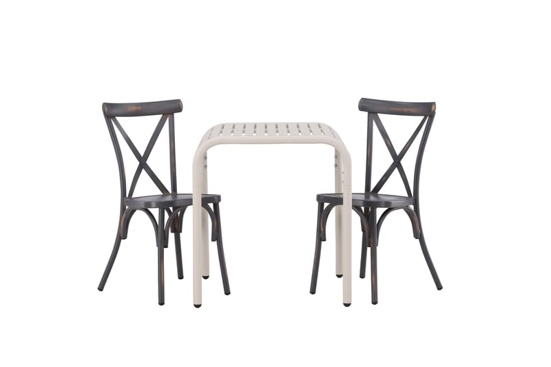 Borneo Caféset 70 cm + 2 st Tablas Matstolar - Mörkgrå/Beige - Utemöbler - Utegrupp - Caféset