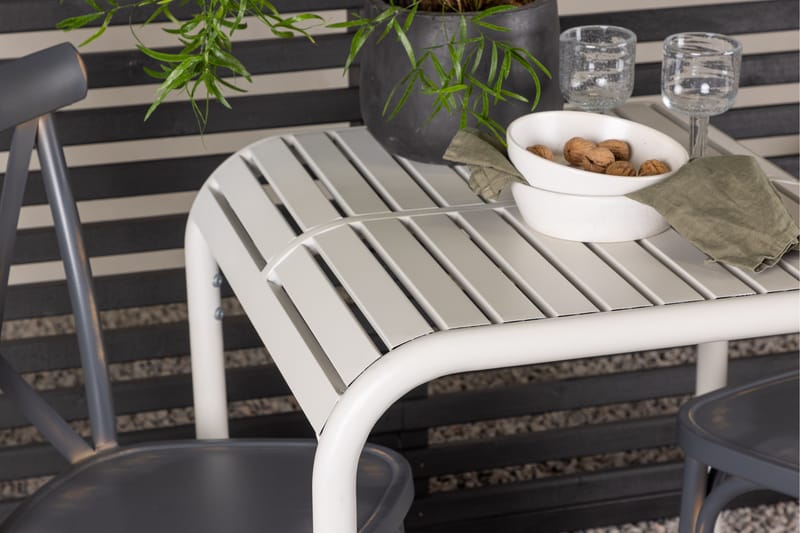 Borneo Caféset 70 cm + 2 st Tablas Matstolar - Mörkgrå/Beige - Utemöbler - Utegrupp - Caféset