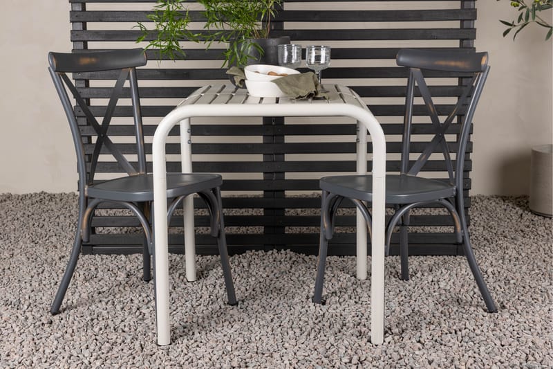 Borneo Caféset 70 cm + 2 st Tablas Matstolar - Mörkgrå/Beige - Utemöbler - Utegrupp - Caféset