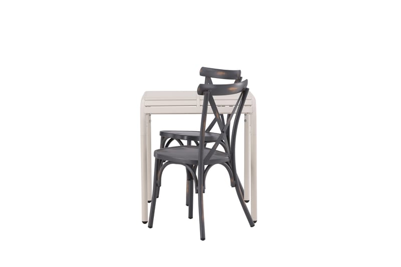 Borneo Caféset 70 cm + 2 st Tablas Matstolar - Mörkgrå/Beige - Utemöbler - Utegrupp - Caféset