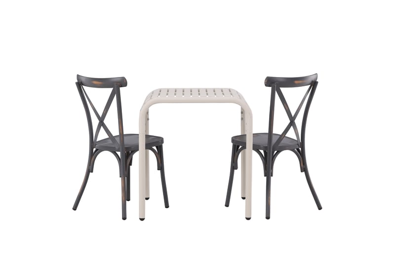 Borneo Caféset 70 cm + 2 st Tablas Matstolar - Mörkgrå/Beige - Utemöbler - Utegrupp - Caféset