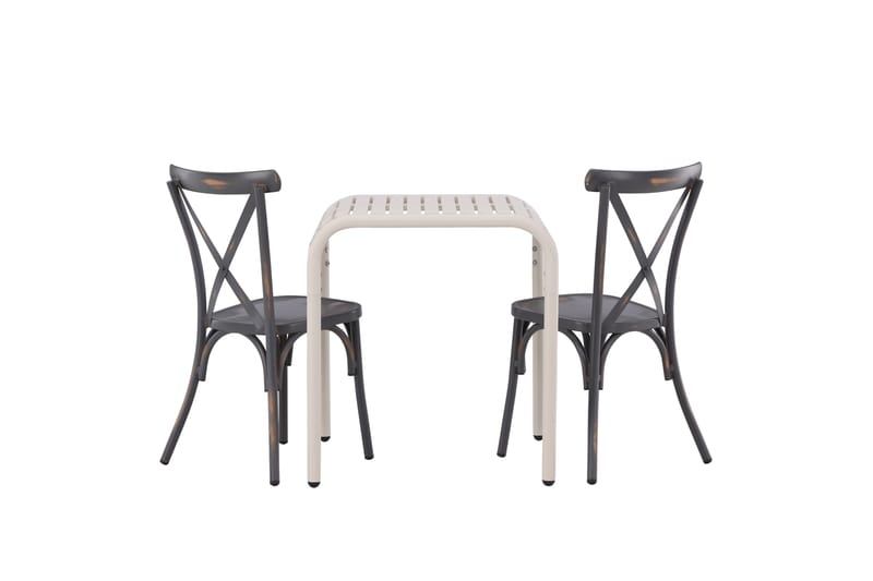 Borneo Caféset 70 cm + 2 st Tablas Matstolar - Mörkgrå/Beige - Utemöbler - Balkong - Balkongmöbler - Balkonggrupper
