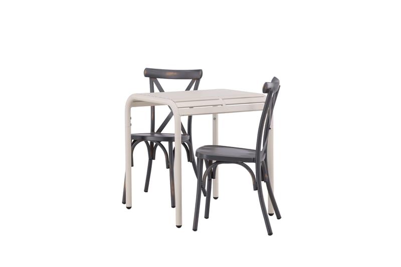 Borneo Caféset 70 cm + 2 st Tablas Matstolar - Mörkgrå/Beige - Utemöbler - Balkong - Balkongmöbler - Balkonggrupper
