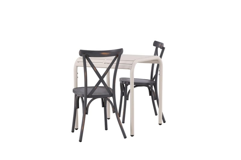Borneo Caféset 70 cm + 2 st Tablas Matstolar - Mörkgrå/Beige - Utemöbler - Balkong - Balkongmöbler - Balkonggrupper