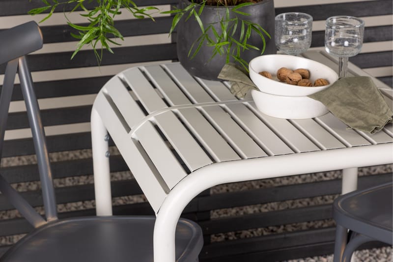 Borneo Caféset 70 cm + 2 st Tablas Matstolar - Mörkgrå/Beige - Utemöbler - Balkong - Balkongmöbler - Balkonggrupper