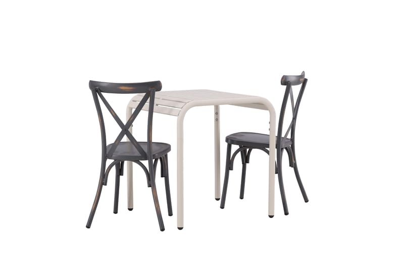 Borneo Caféset 70 cm + 2 st Tablas Matstolar - Mörkgrå/Beige - Utemöbler - Balkong - Balkongmöbler - Balkonggrupper