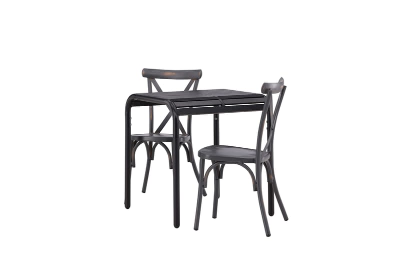 Borneo Caféset 70 cm + 2 st Tablas Matstolar Mörkgrå/Svart - Mörkgrå/Svart - Utemöbler - Balkong - Balkongmöbler - Balkonggrupper