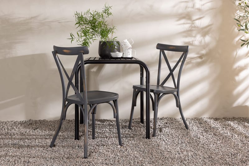Borneo Caféset 70 cm + 2 st Tablas Matstolar Mörkgrå/Svart - Mörkgrå/Svart - Utemöbler - Balkong - Balkongmöbler - Balkonggrupper