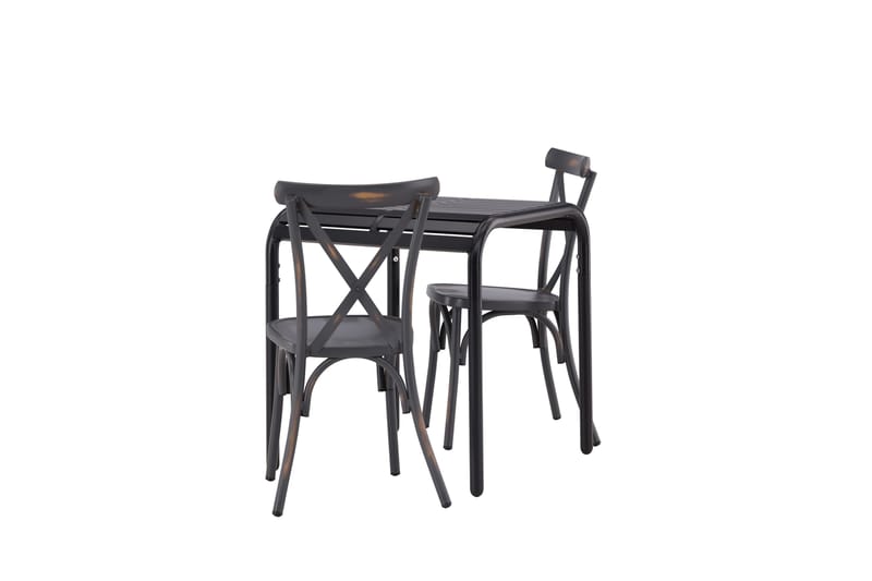 Borneo Caféset 70 cm + 2 st Tablas Matstolar Mörkgrå/Svart - Mörkgrå/Svart - Utemöbler - Balkong - Balkongmöbler - Balkonggrupper