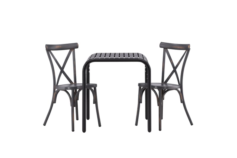 Borneo Caféset 70 cm + 2 st Tablas Matstolar - Mörkgrå/Svart - Utemöbler - Utegrupp - Caféset