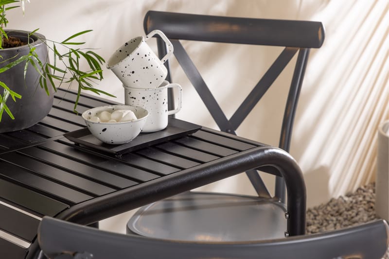 Borneo Caféset 70 cm + 2 st Tablas Matstolar - Mörkgrå/Svart - Utemöbler - Balkong - Balkongmöbler - Balkonggrupper