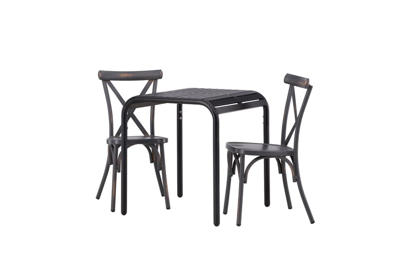 Borneo Caféset 70 cm + 2 st Tablas Matstolar - Mörkgrå/Svart - Utemöbler - Balkong - Balkongmöbler - Balkonggrupper