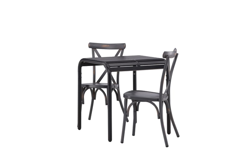 Borneo Caféset 70 cm + 2 st Tablas Matstolar - Mörkgrå/Svart - Utemöbler - Balkong - Balkongmöbler - Balkonggrupper