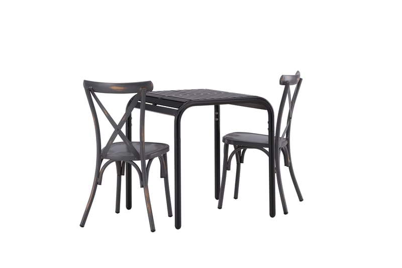 Borneo Caféset 70 cm + 2 st Tablas Matstolar - Mörkgrå/Svart - Utemöbler - Balkong - Balkongmöbler - Balkonggrupper