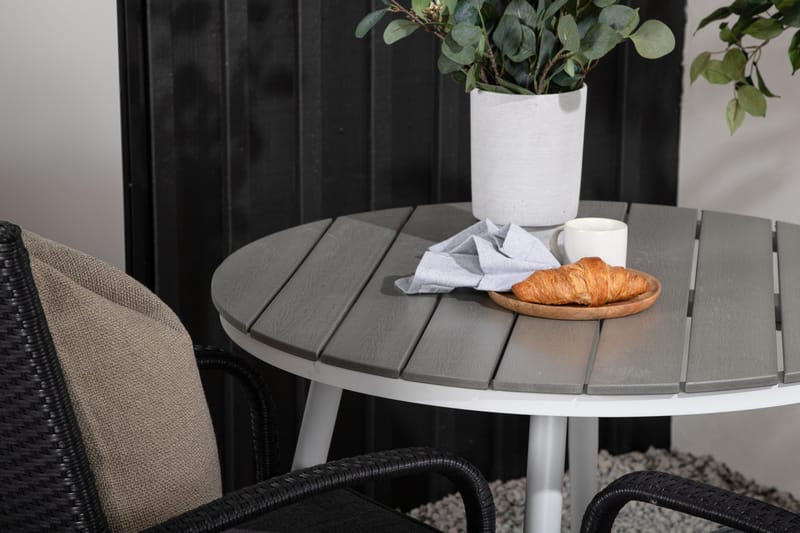 Break Cafégrupp Rund 90 cm + 2 Anna Matstol - Svart/Grå - Utemöbler - Balkong - Balkongmöbler - Balkonggrupper