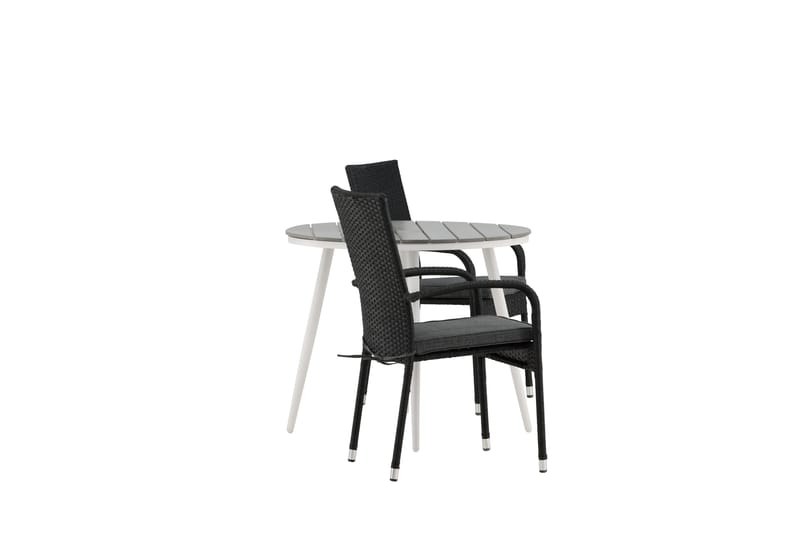 Break Cafégrupp Rund 90 cm + 2 Anna Matstol - Svart/Grå - Utemöbler - Balkong - Balkongmöbler - Balkonggrupper