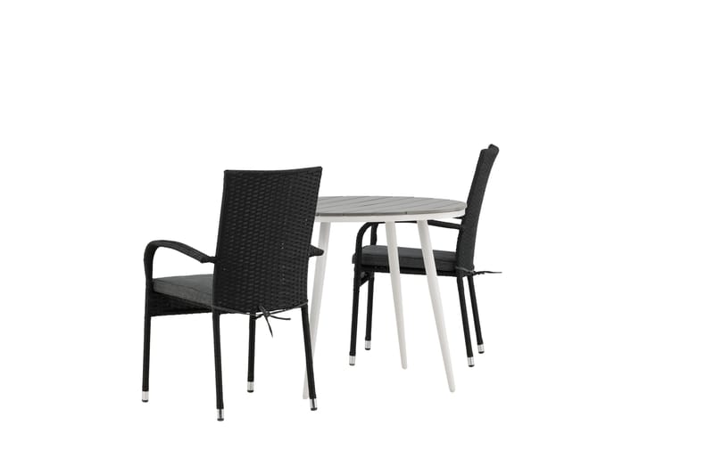 Break Cafégrupp Rund 90 cm + 2 Anna Matstol - Svart/Grå - Utemöbler - Balkong - Balkongmöbler - Balkonggrupper
