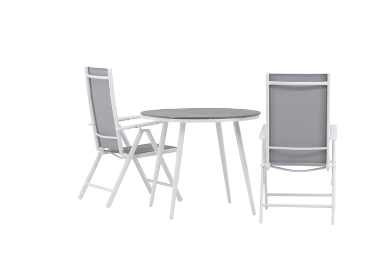 Break Cafégrupp Rund 90 cm + 2 Break Positionsstol - Vit/Grå - Utemöbler - Utegrupp - Caféset